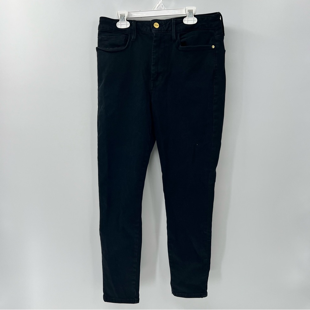FRAME Le One Skinny Jeans Womens 2 Black Larsen High Rise Stretch Ankle